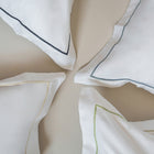 Close-up of stitching on the Serene Duvet Cover Set by Rest & Reset, emphasizing quality craftsmanship