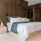 Serene Duvet Cover in Slate, organic cotton duvet cover with contrast stitch, view 3