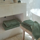 Ritual Hand Towels Pair by Rest & Reset shown in use, designed for softness, absorbency, and daily routines