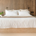 Murmur Euro Sham by Rest & Reset styled in a serene bedroom setting with layered bedding