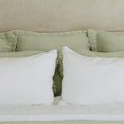 Close-up view of organic cotton fabric on Murmur Euro Sham by Rest & Reset, showing subtle texture and finish