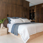 Murmur Quilt by Rest & Reset layered with additional bedding, adding depth, warmth, and softness