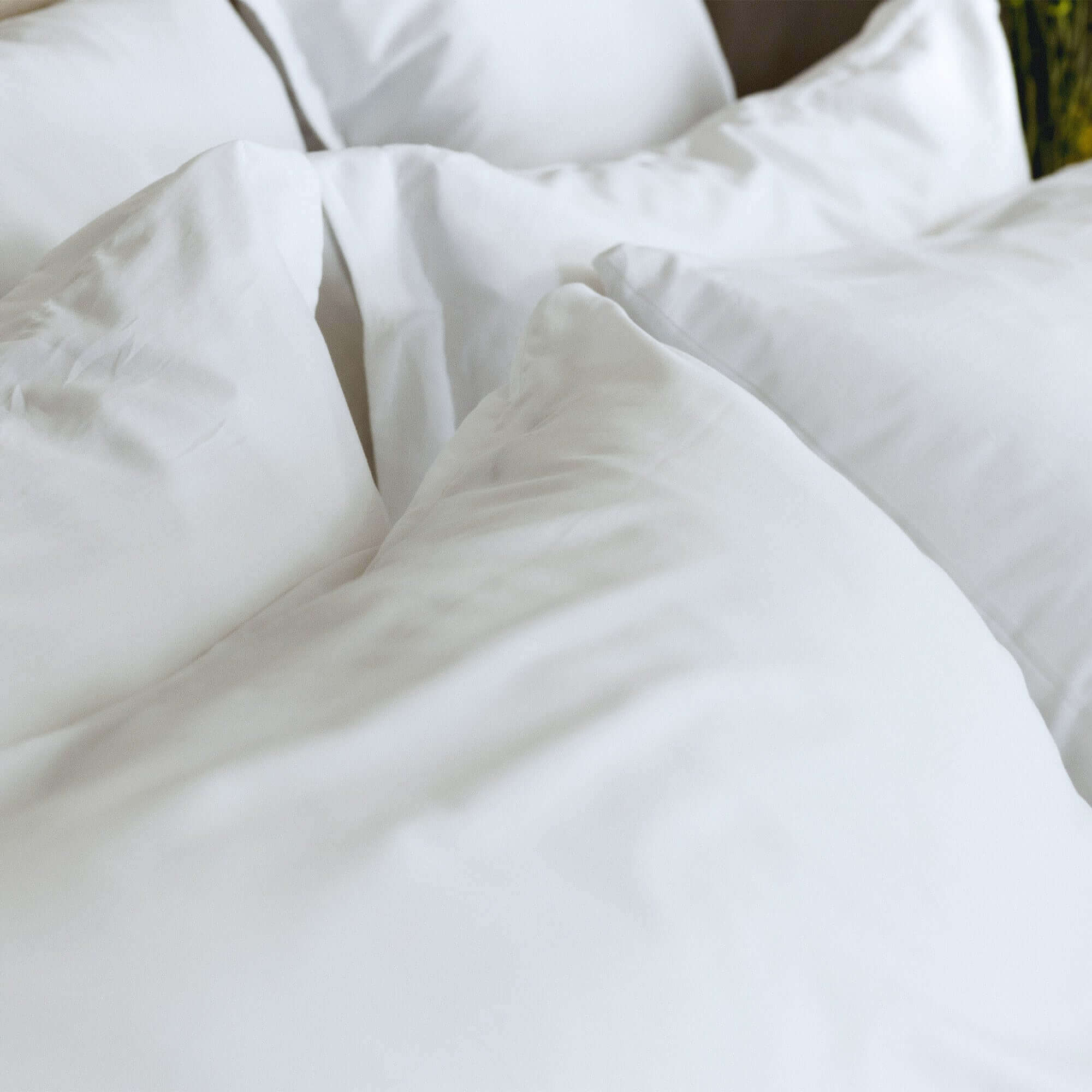 Close-up of organic cotton fabric on Classic Pillowcase by Rest & Reset, showing smooth texture and breathable weave