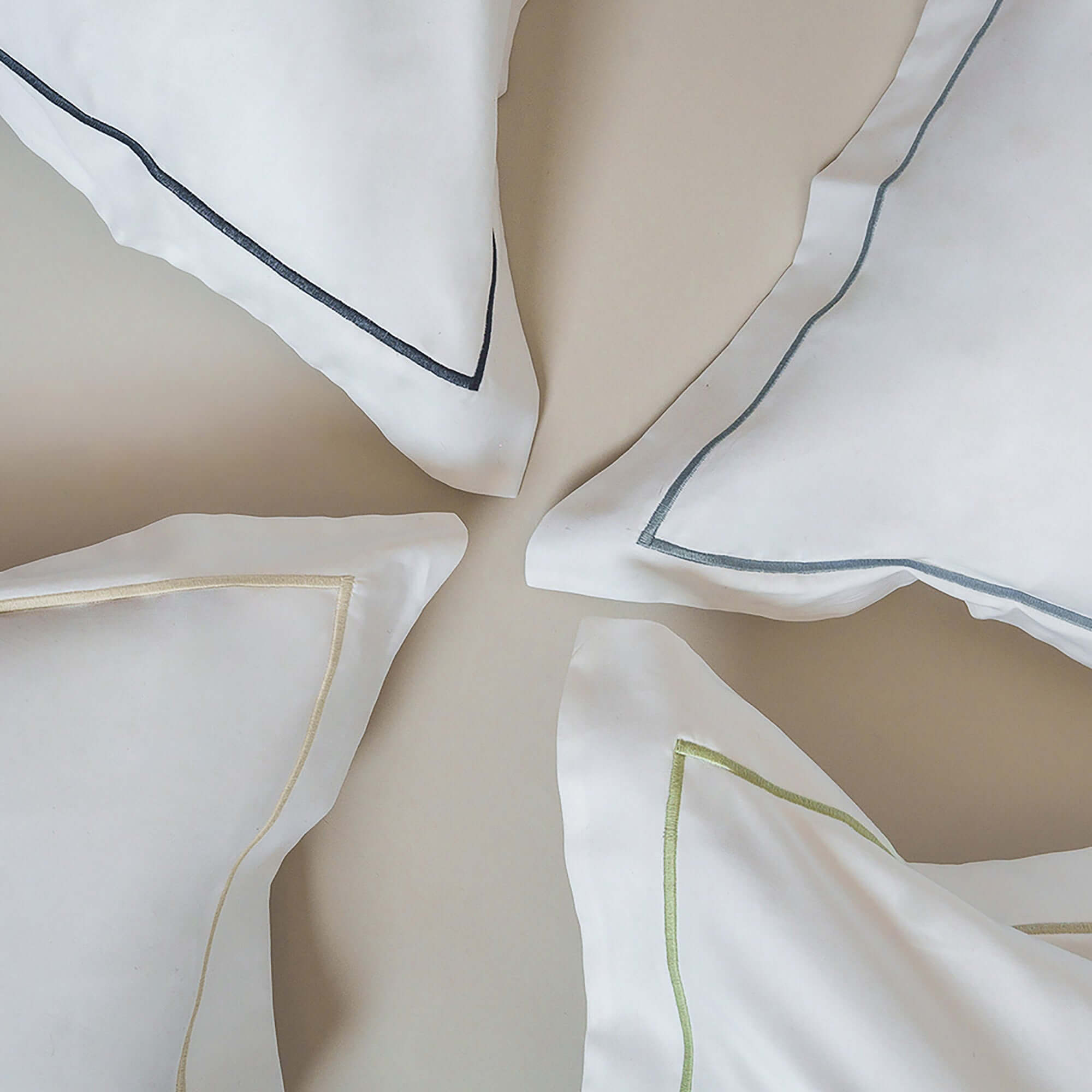 Detail view of Serene Pillowcase corners by Rest & Reset, showing smooth seams and precise organic cotton construction