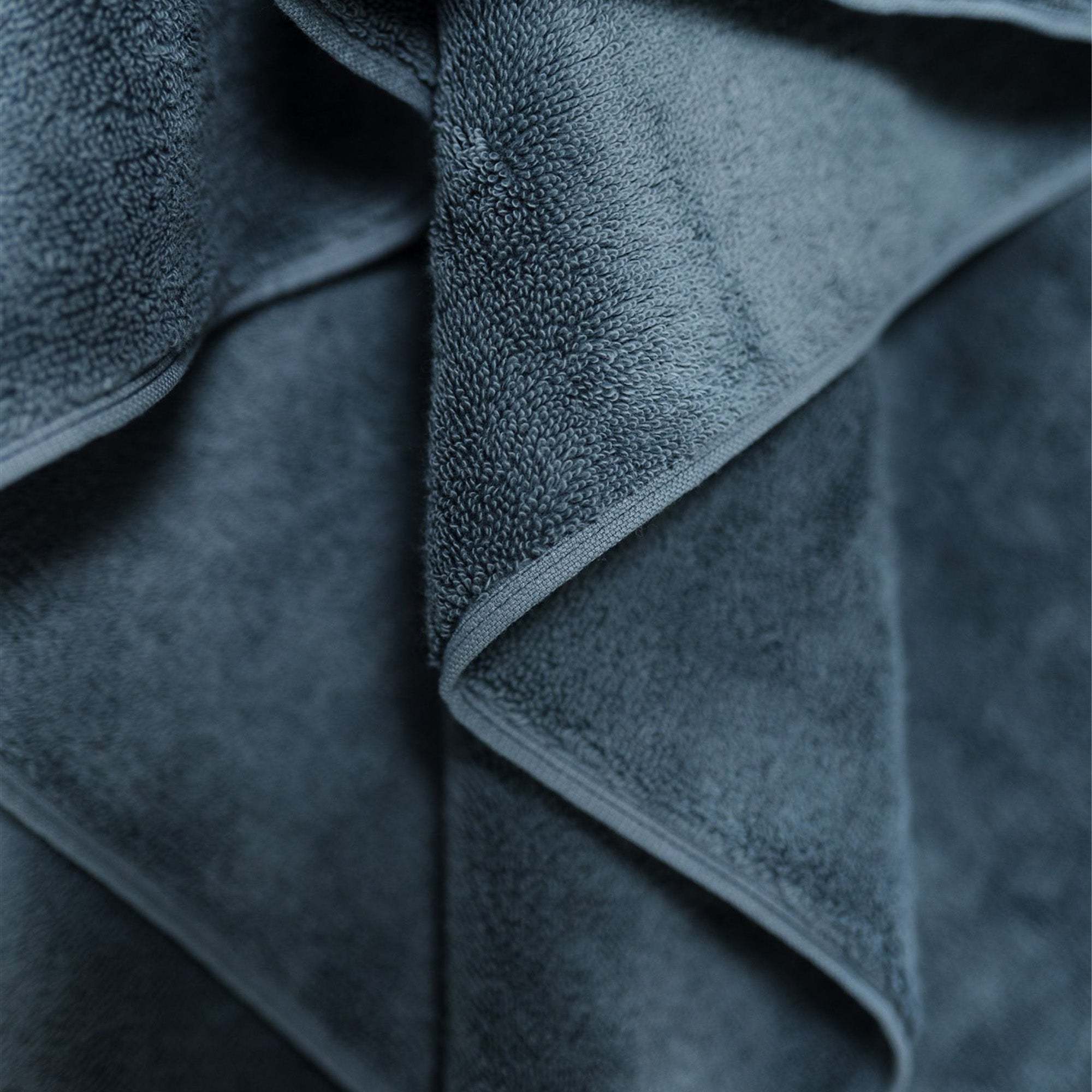 Close-up of folded edge on Oasis Bath Sheets Pair by Rest & Reset, emphasizing clean finishing and durability