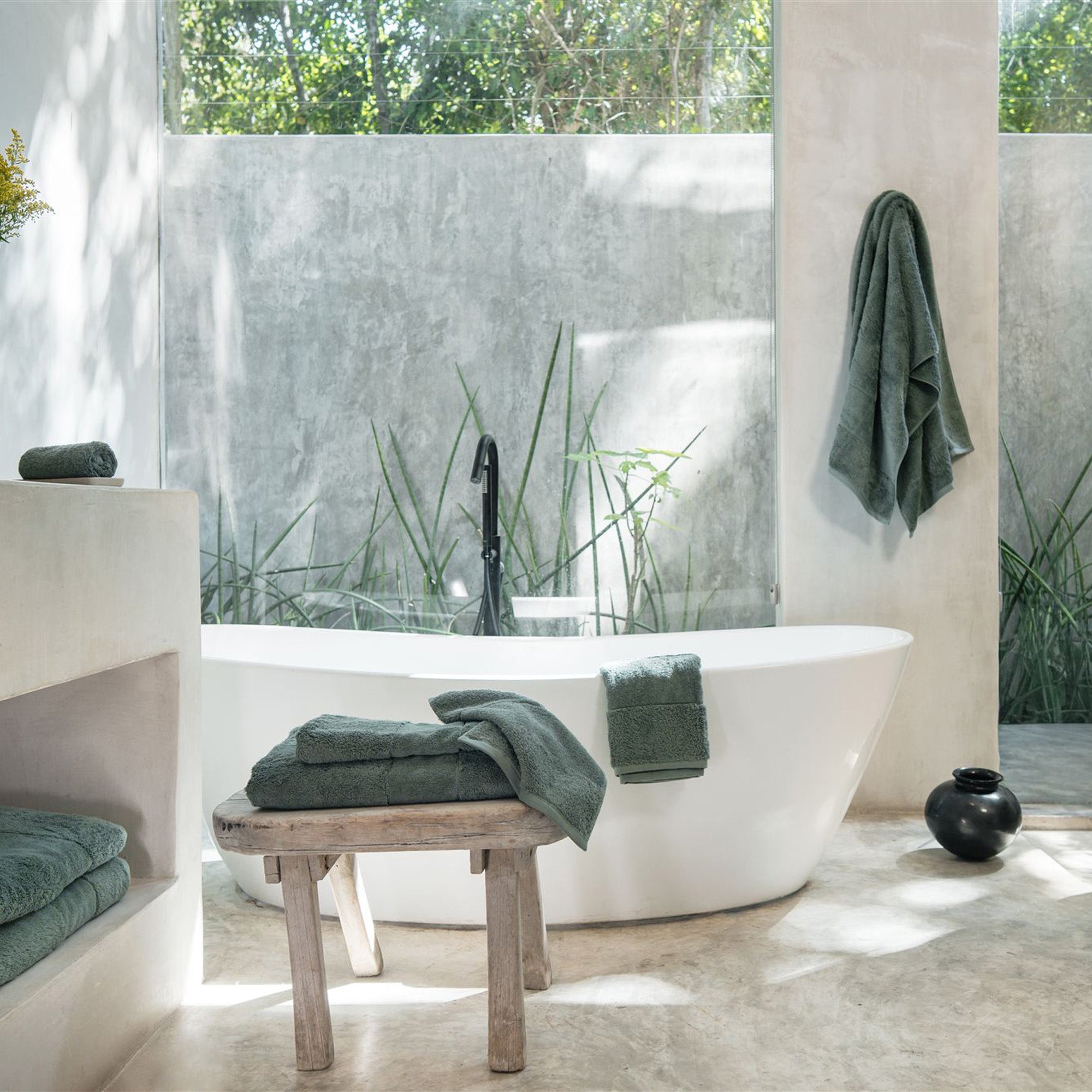 Ritual Bath Towels Pair by Rest & Reset arranged near the sink, designed for everyday comfort and functionality