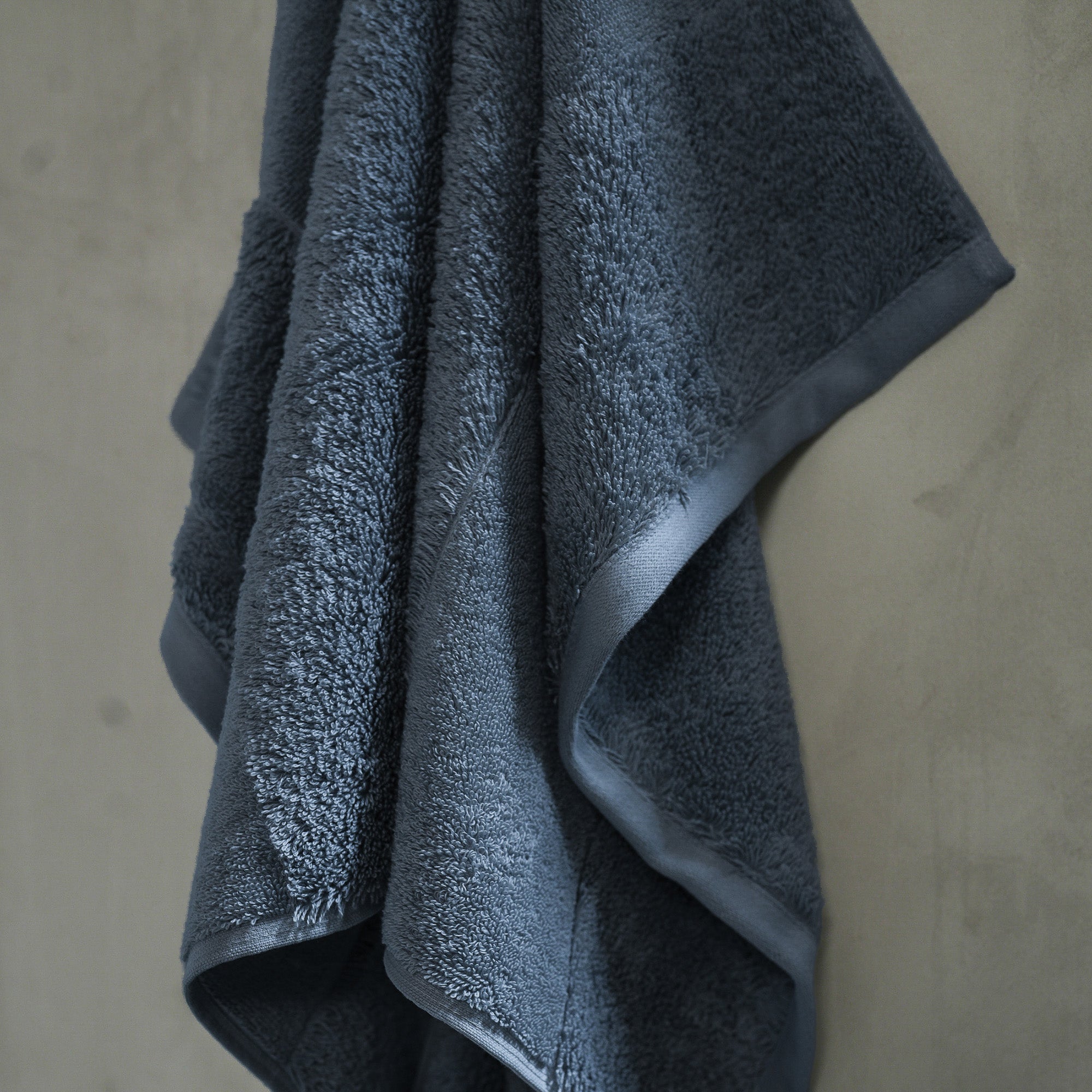 Close-up of organic cotton terry fabric on the Ritual Bath Towels Pair by Rest & Reset, showing soft absorbency