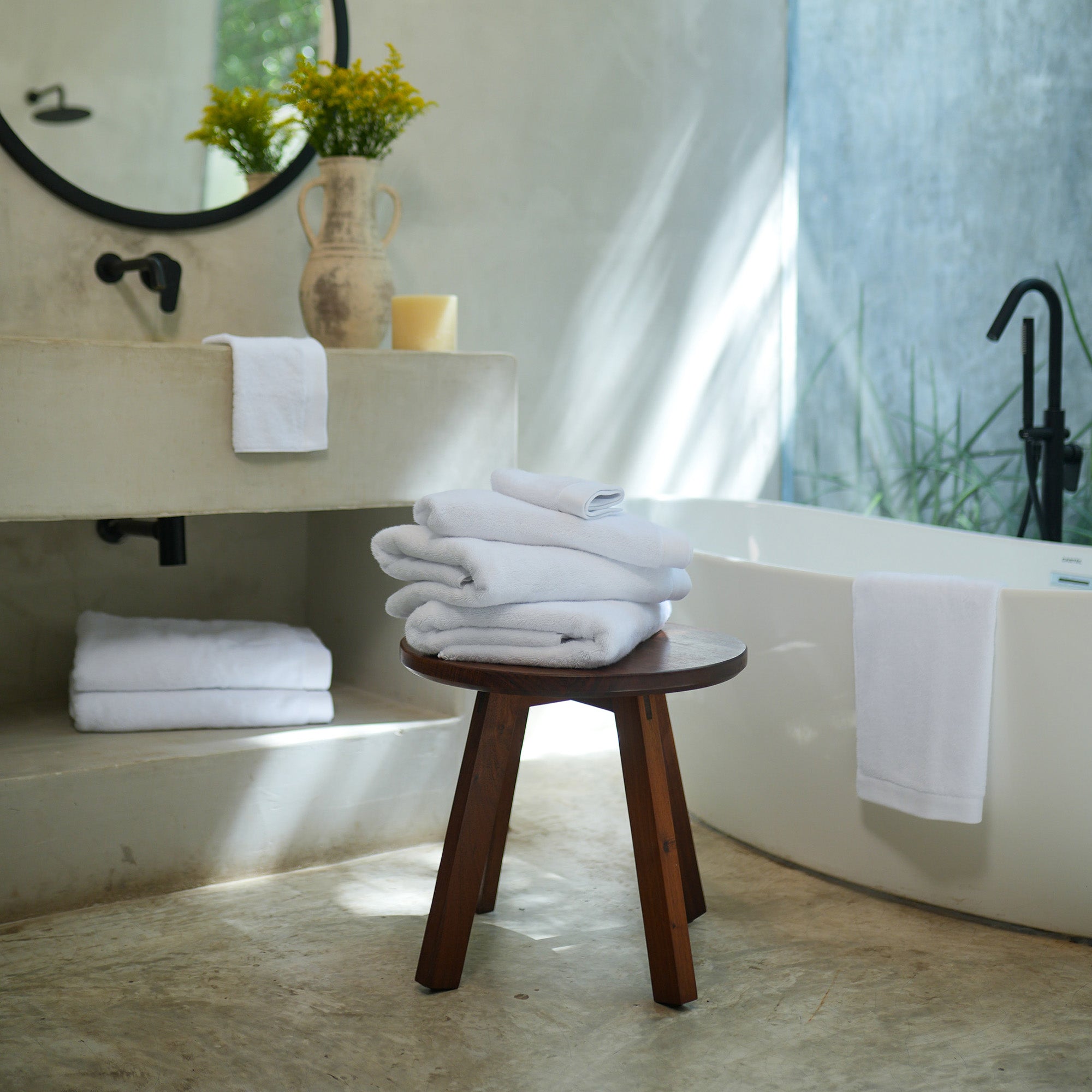 Oasis Bath Towels Pair by Rest & Reset presented as a complete bath towel set for calm, everyday self-care