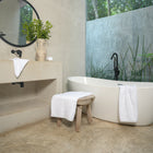 Ritual Hand Towels Pair by Rest & Reset styled as part of a complete bathroom setup for mindful daily rituals