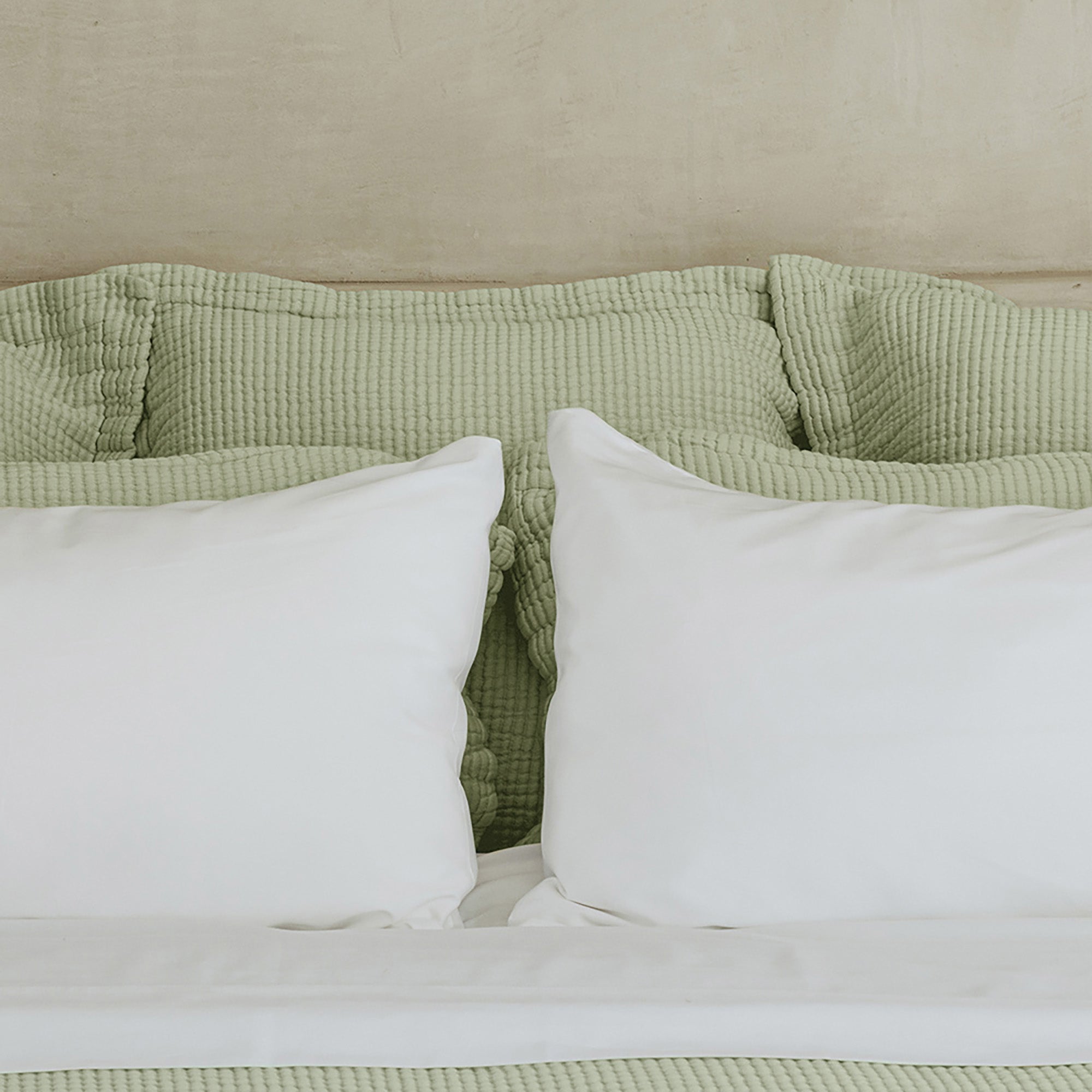 Close-up view of organic cotton fabric on Murmur Euro Sham by Rest &amp; Reset, showing subtle texture and finish