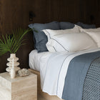 Murmur Pillow Sham by Rest & Reset styled with natural elements, enhancing a calm and organic bedroom feel