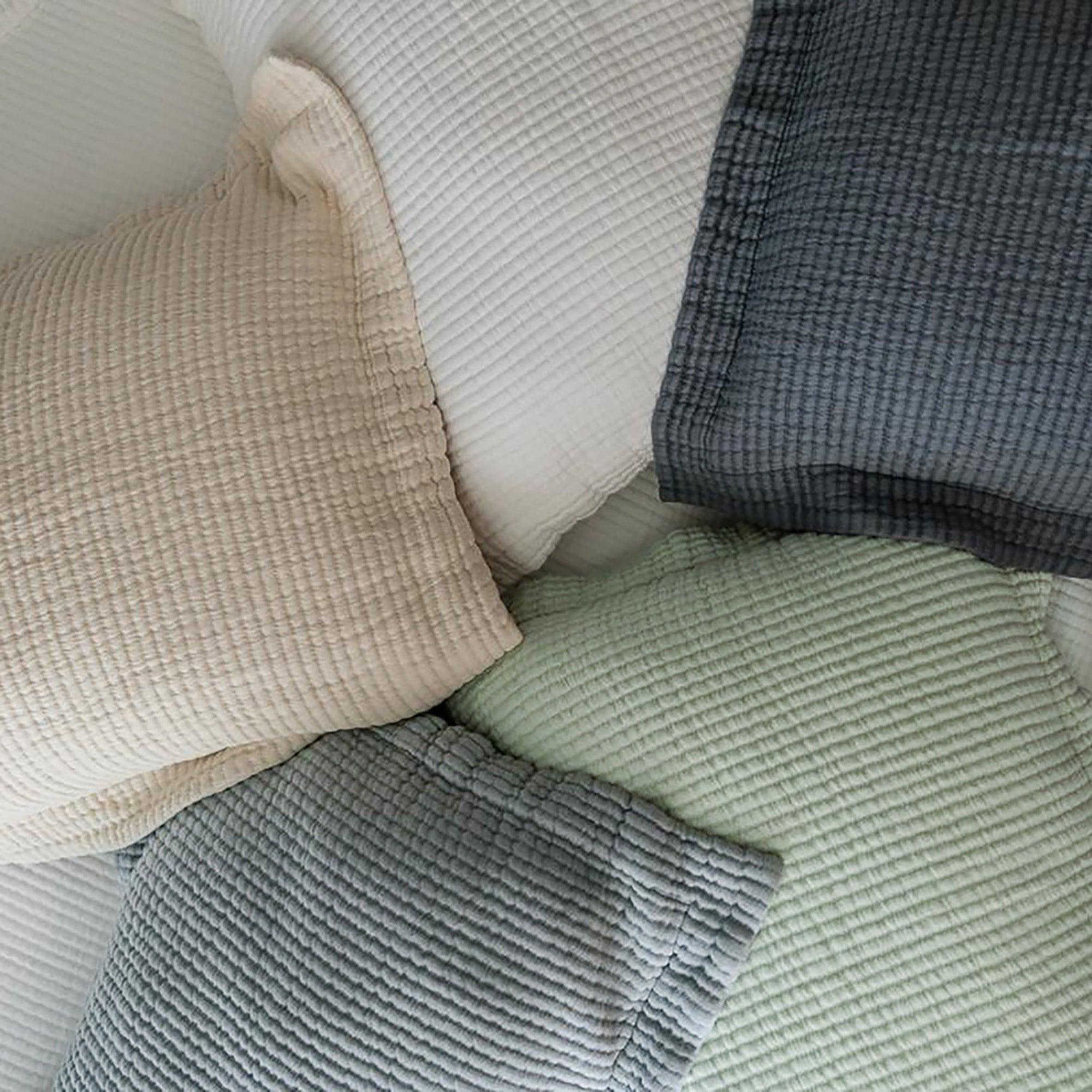 Close-up of stitching and edges on Murmur Pillow Sham by Rest & Reset, highlighting refined craftsmanship
