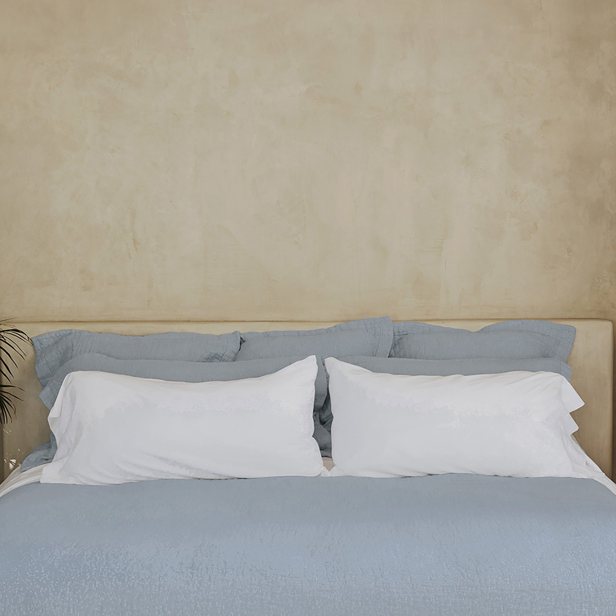 Veil Euro Sham by Rest & Reset placed on a made bed, designed for everyday comfort and elevated bedroom styling