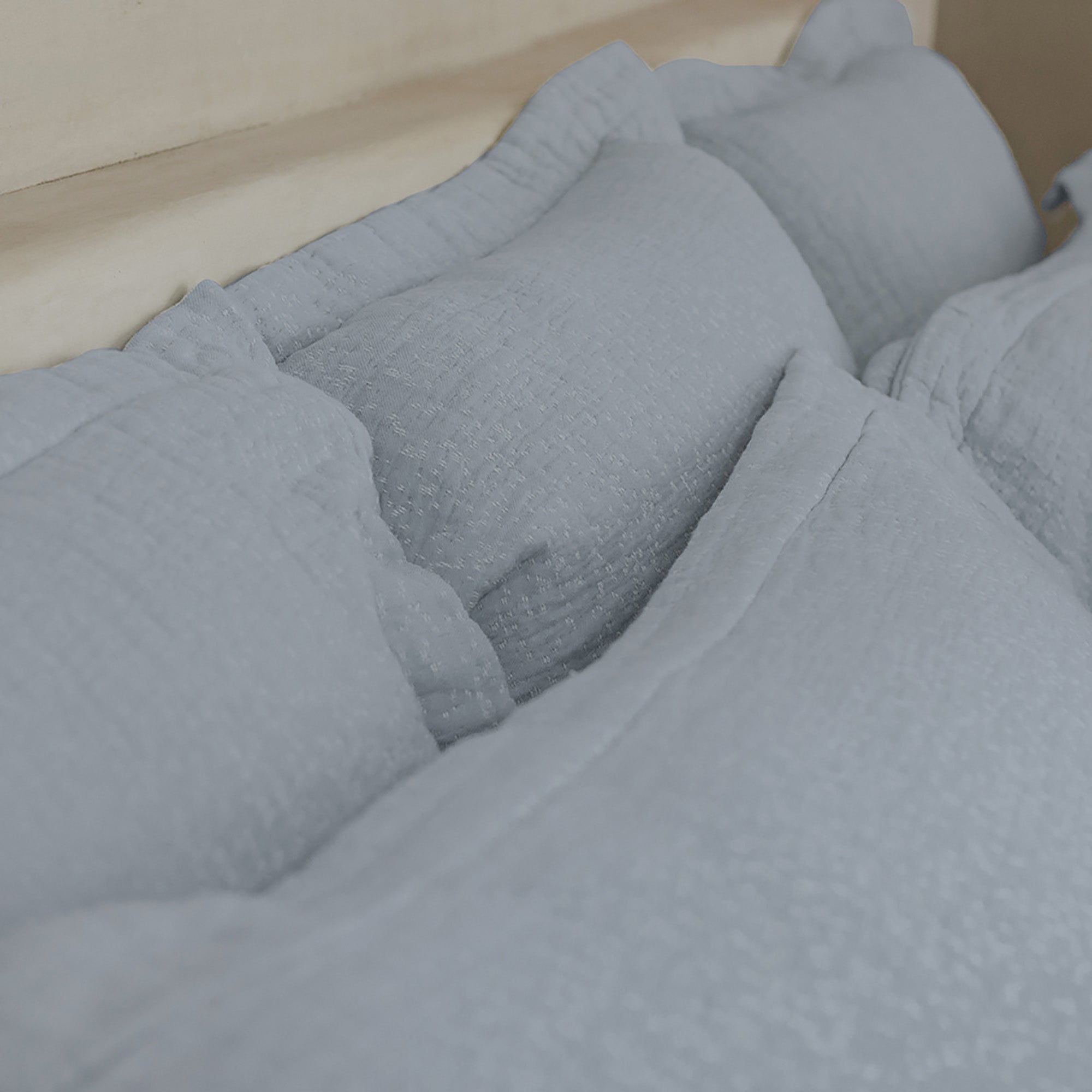 Close-up of Veil Pillow Sham by Rest & Reset showing smooth organic cotton texture and relaxed finish