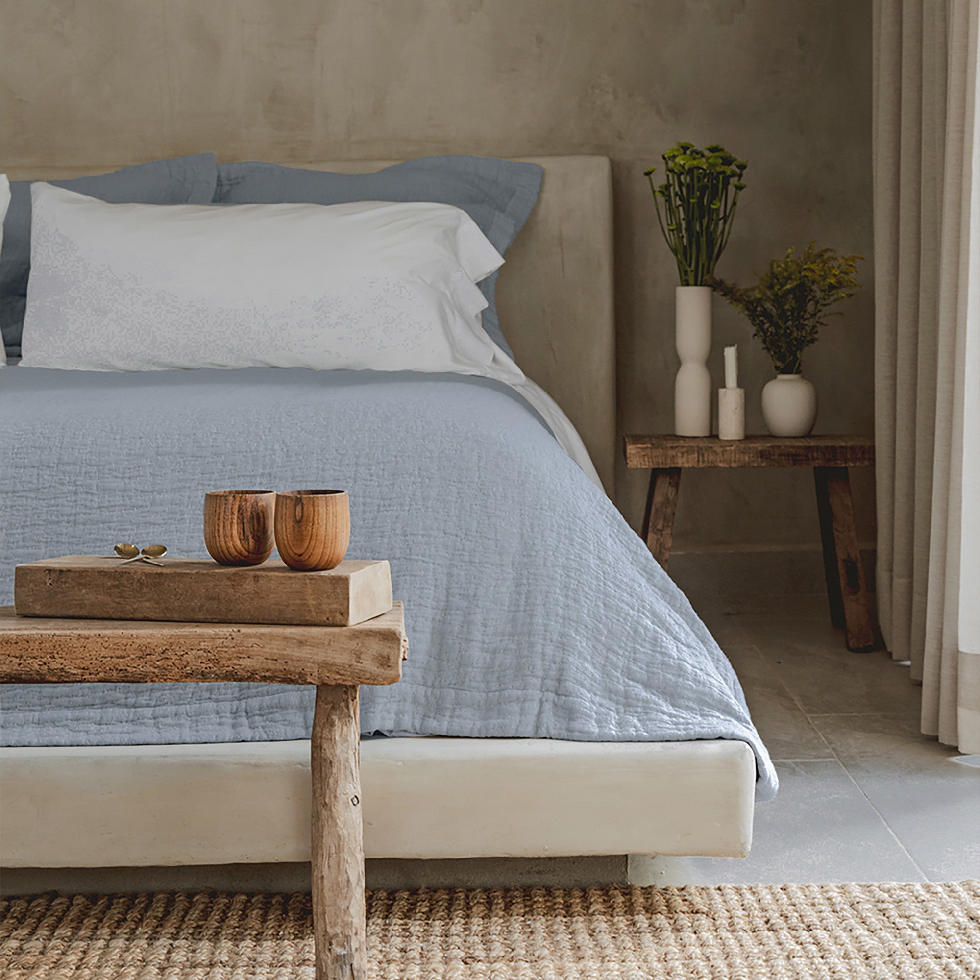 Veil Quilt by Rest & Reset styled with natural light and warm tones, supporting a relaxed and mindful bedroom aesthetic