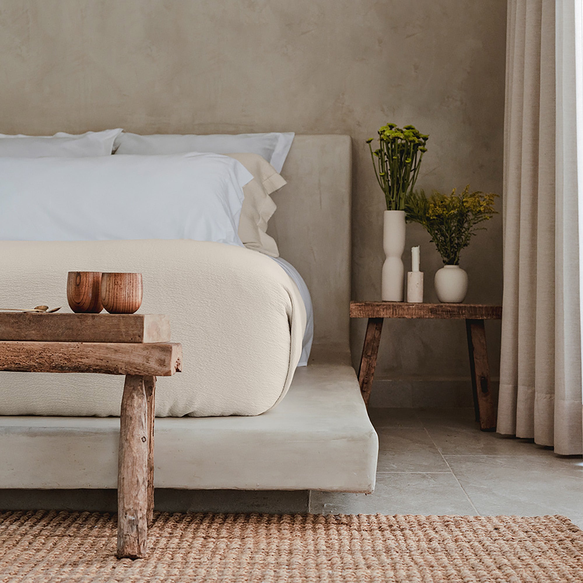 Waves Euro Sham by Rest & Reset styled with bedside details, supporting a serene and balanced bedroom aesthetic