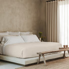 Waves Pillow Sham by Rest & Reset styled with bedside furniture, creating a balanced and serene bedroom look