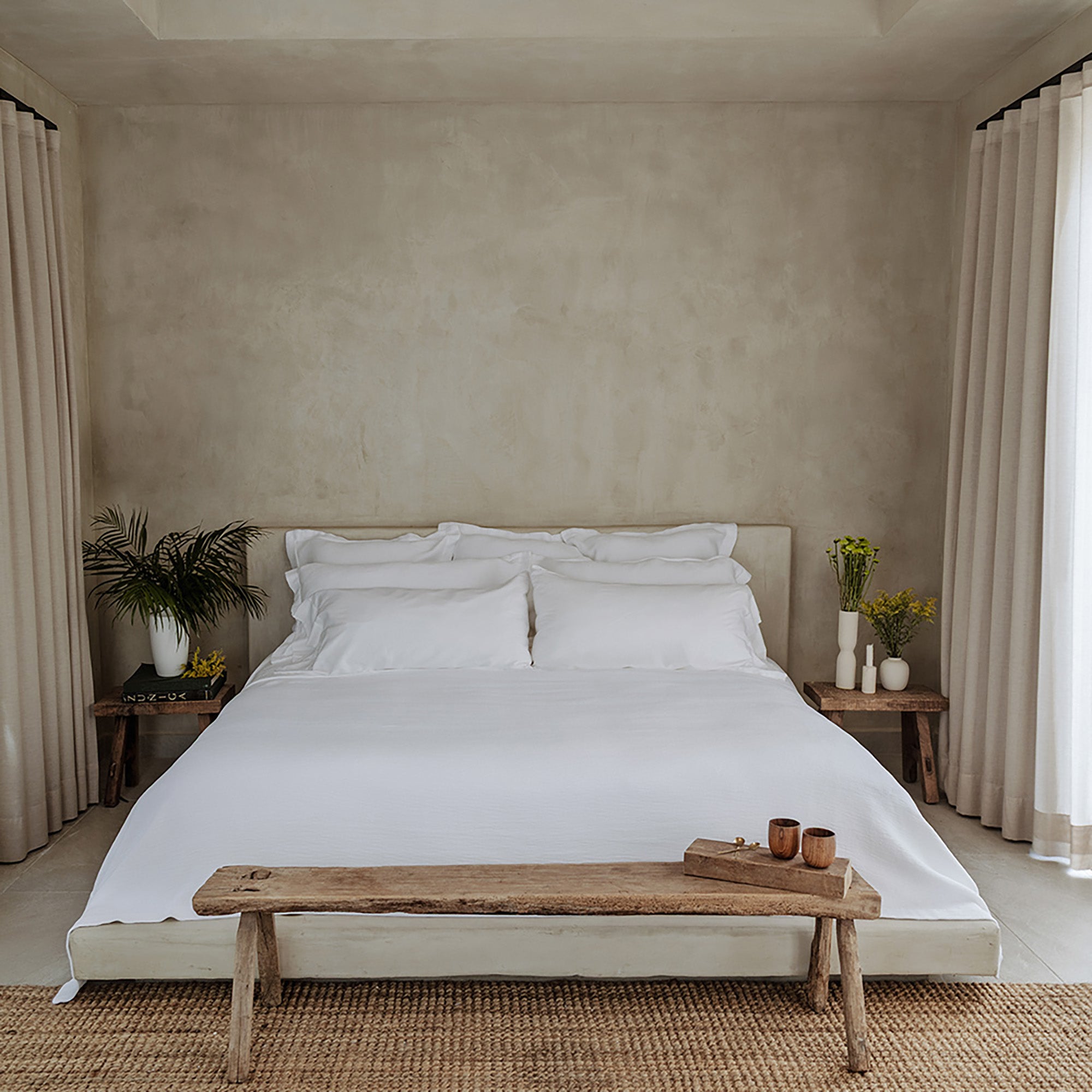 Premium organic cotton Waves Quilt enhancing a calm modern bedroom by Rest &amp; Reset