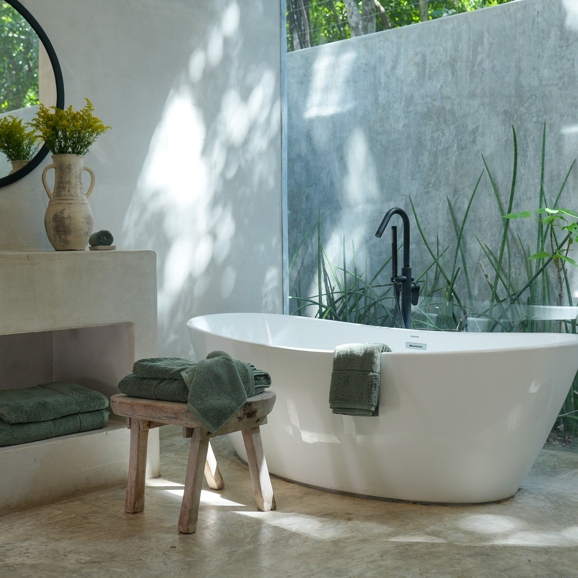 Ritual Washcloths Pair by Rest & Reset styled in natural light, emphasizing texture and calming tones