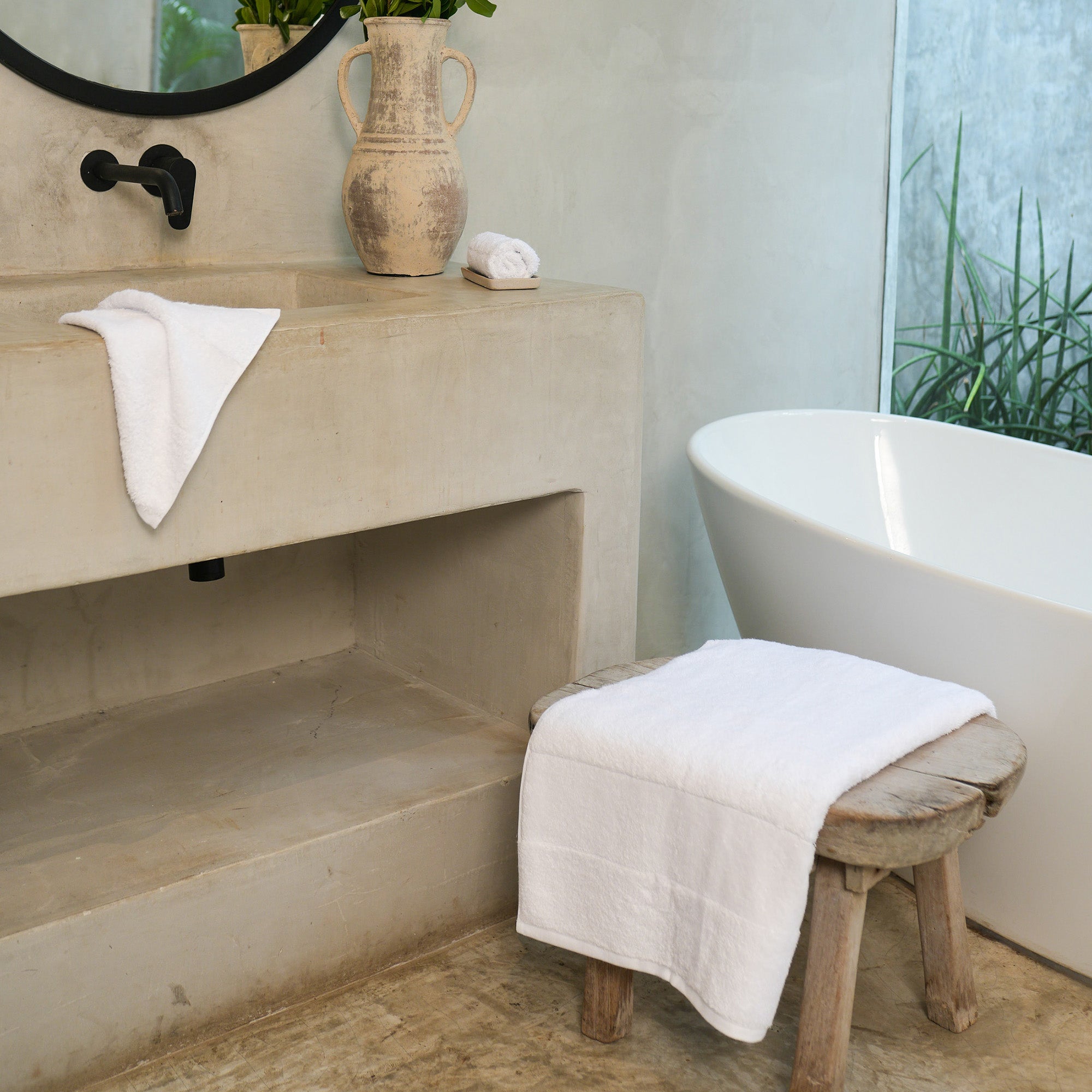 Ritual Washcloths Pair by Rest & Reset styled as part of a complete bathroom setup for mindful daily rituals