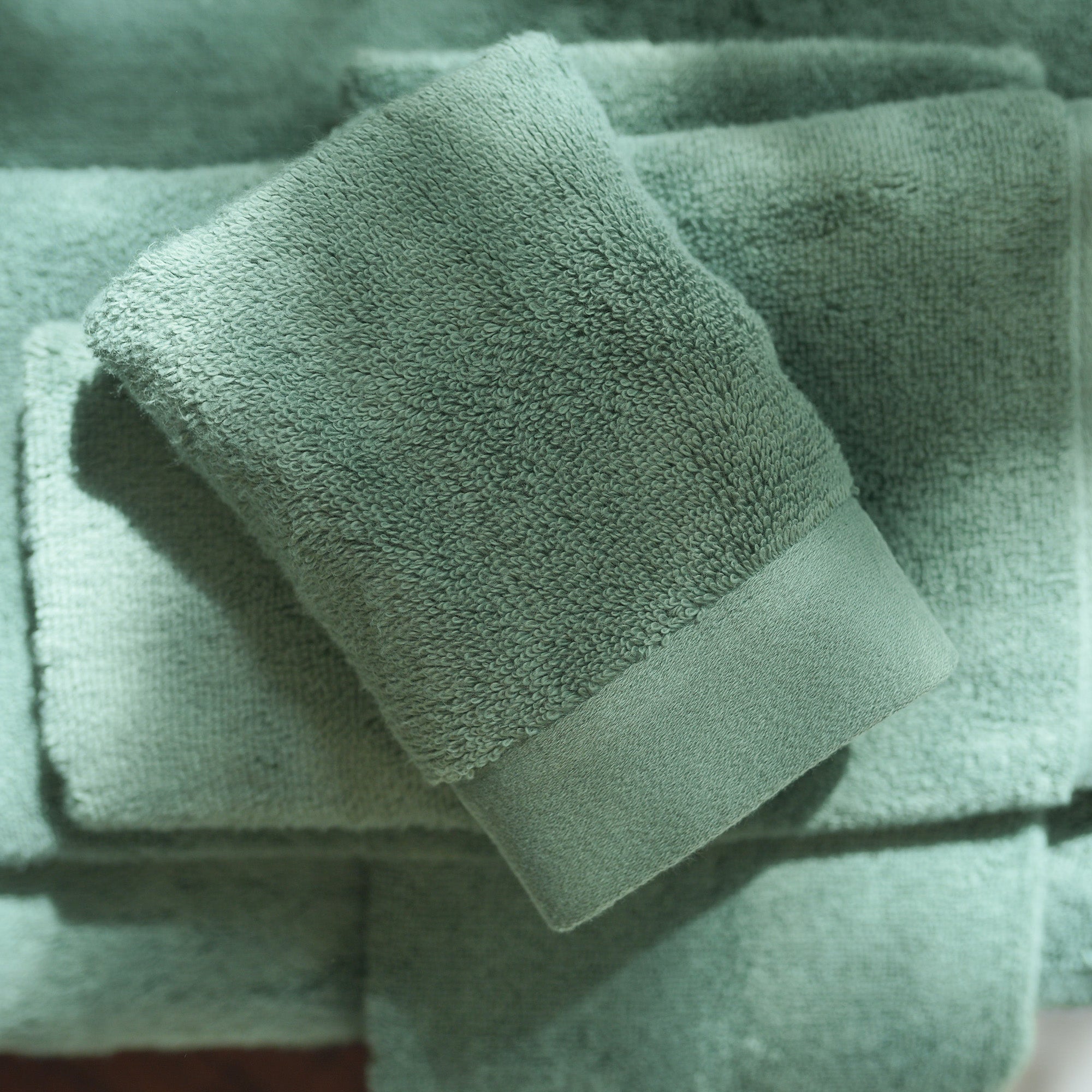 Close-up of organic cotton terry fabric on Oasis Washcloths Pair by Rest & Reset, showing softness and absorbency