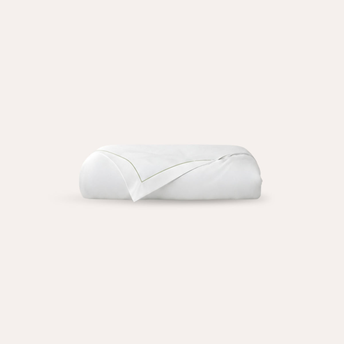 Serene Duvet Cover in Sage, organic cotton duvet cover with contrast stitch, view 1